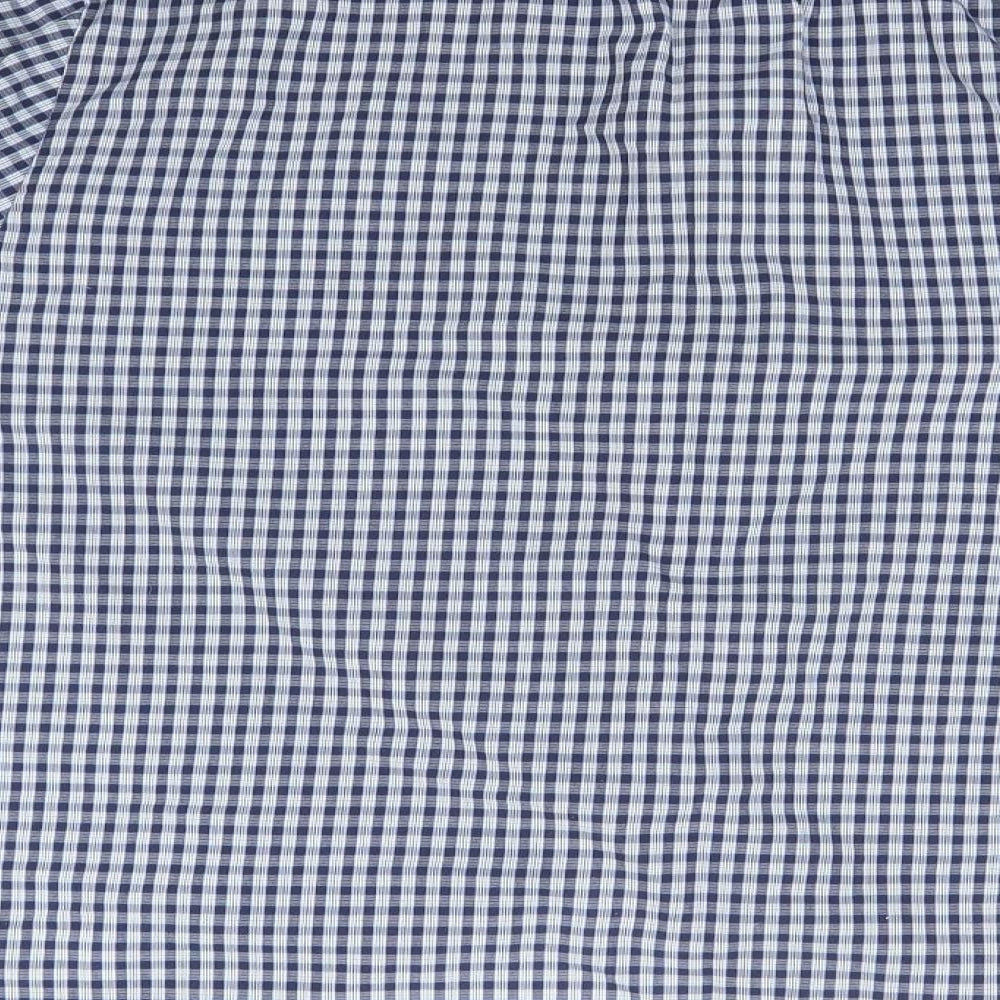 Marks and Spencer Mens Blue Plaid Polyester  Button-Up Size M Collared