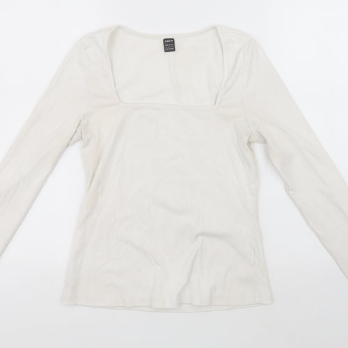 SheIn Womens White   Basic T-Shirt Size 12 Square Neck