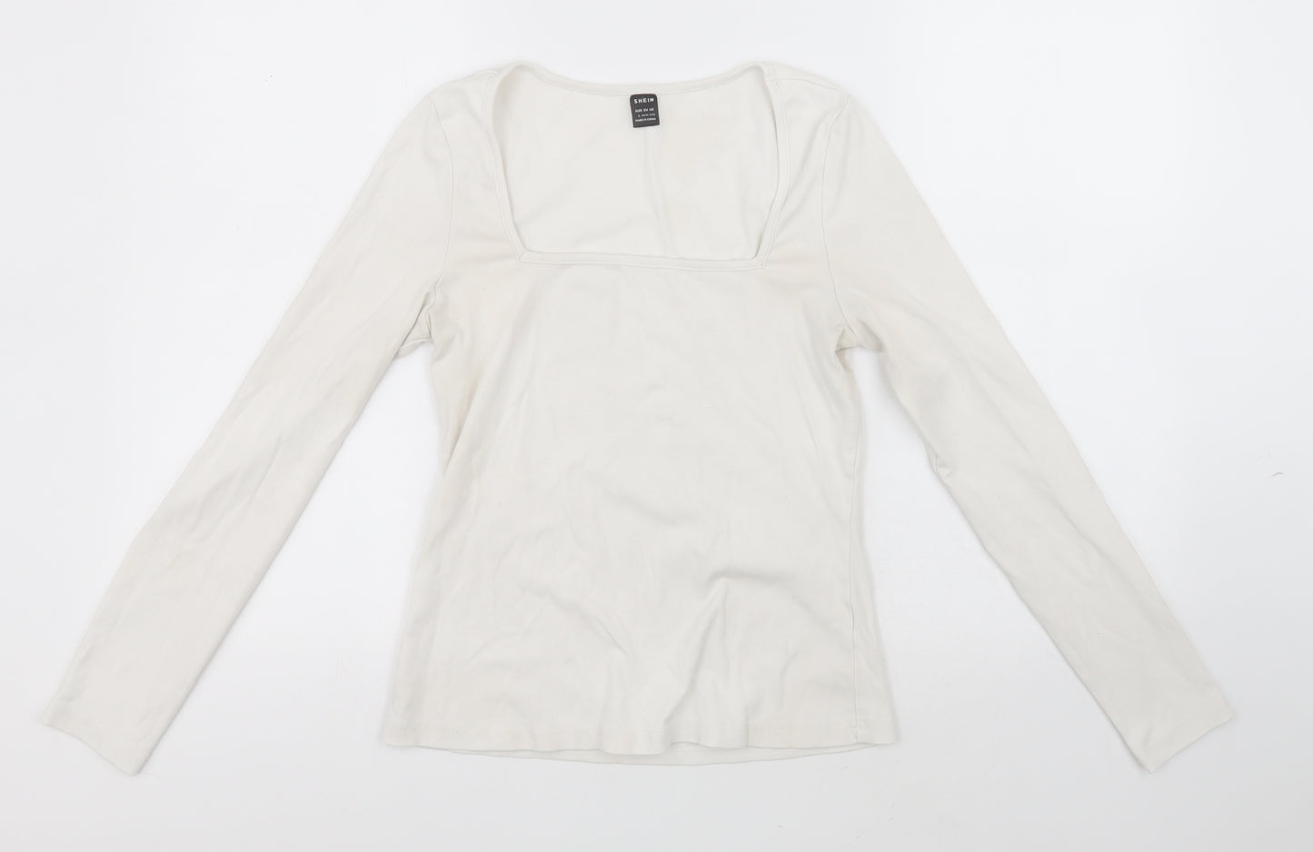 SheIn Womens White   Basic T-Shirt Size 12 Square Neck