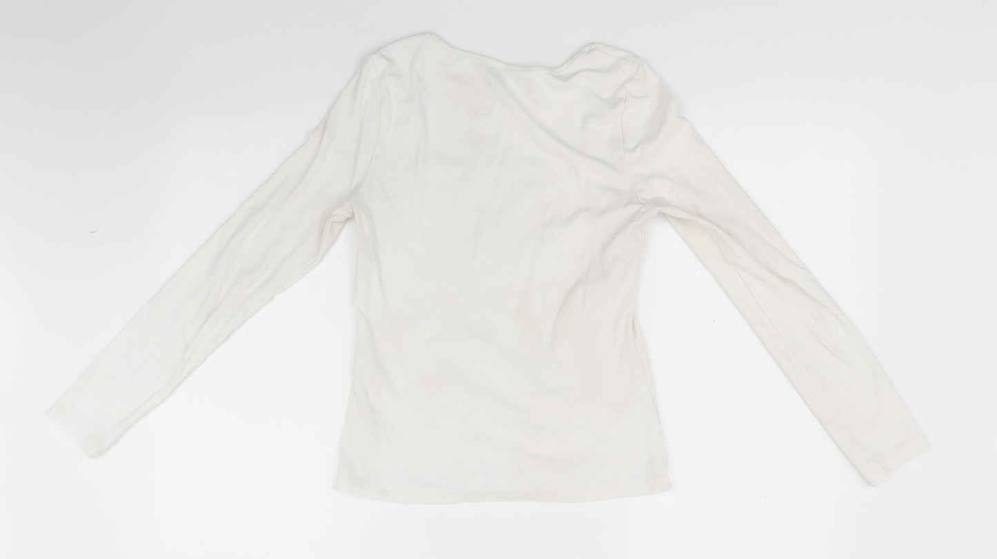 SheIn Womens White   Basic T-Shirt Size 12 Square Neck