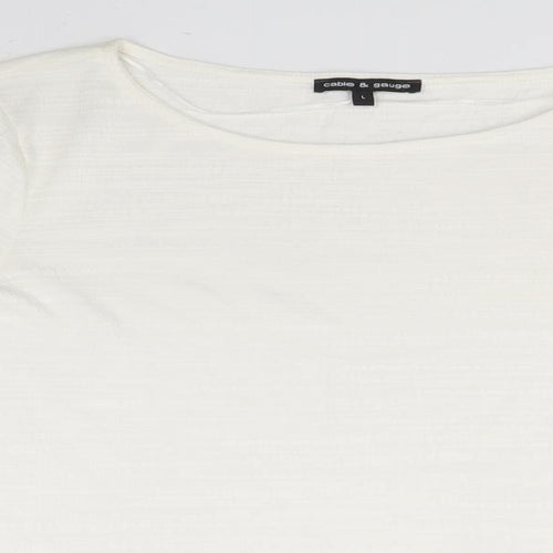 Cable & Gauge Womens Ivory Round Neck  Polyester Pullover Jumper Size L