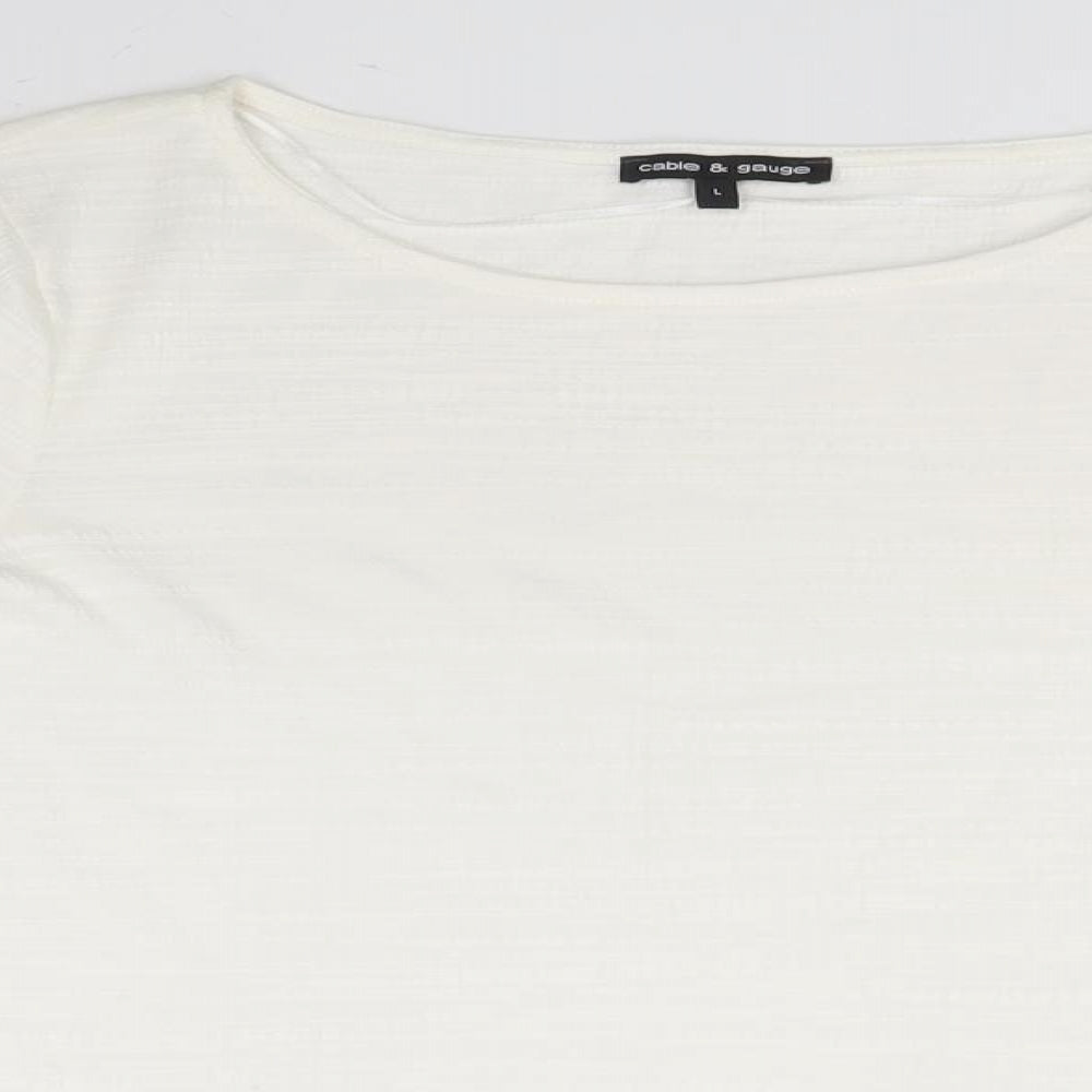 Cable & Gauge Womens Ivory Round Neck  Polyester Pullover Jumper Size L