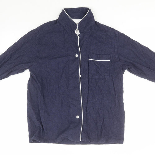 Preworn Mens Blue  Cotton  Button-Up Size L High Neck
