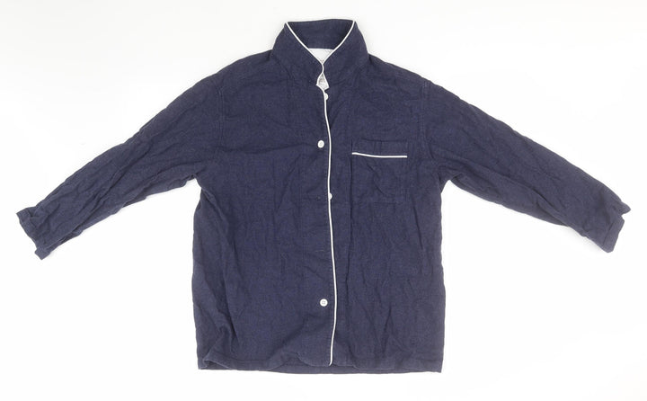 Preworn Mens Blue Cotton Button-Up Size L High Neck