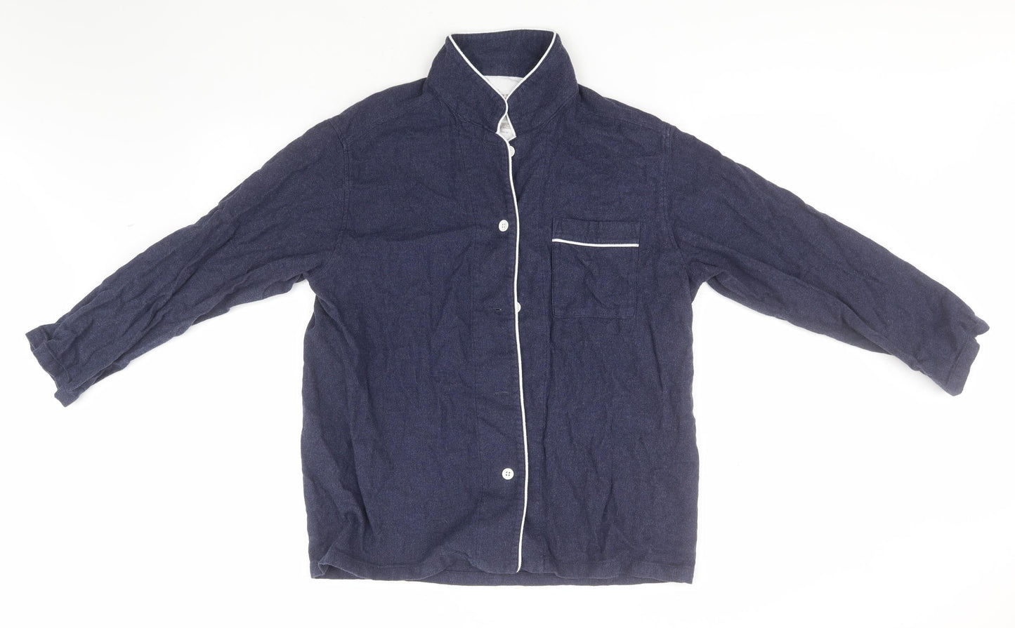 Preworn Mens Blue  Cotton  Button-Up Size L High Neck