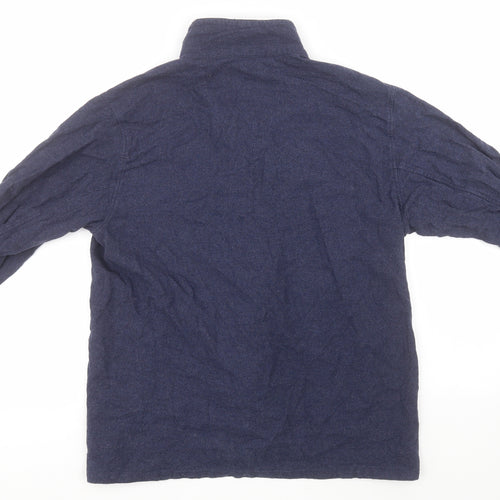 Preworn Mens Blue  Cotton  Button-Up Size L High Neck