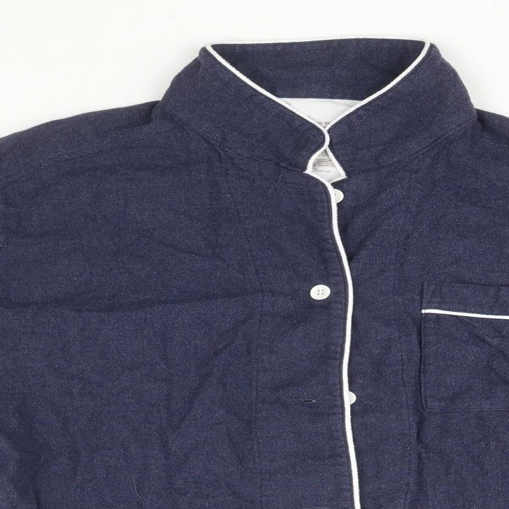 Preworn Mens Blue  Cotton  Button-Up Size L High Neck