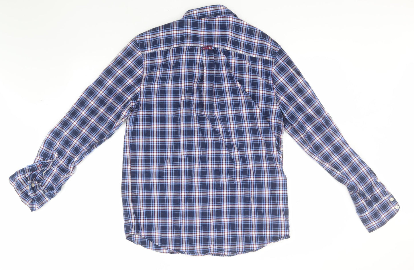 Crew Clothing Mens Blue Plaid Cotton  Button-Up Size M Collared