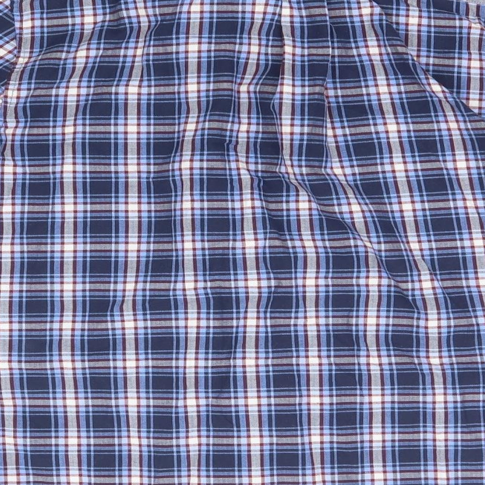 Crew Clothing Mens Blue Plaid Cotton  Button-Up Size M Collared