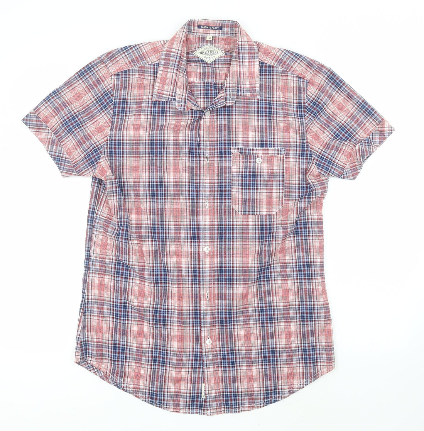Threadbare Mens Multicoloured Plaid Cotton  Button-Up Size M Collared