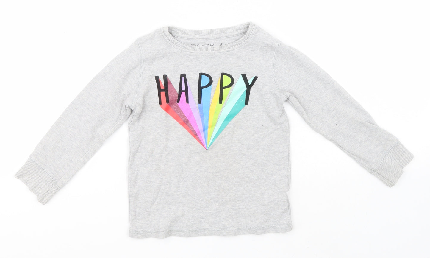 NEXT Boys Grey Round Neck  Cotton Pullover Jumper Size 2-3 Years   - Happy