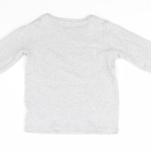 NEXT Boys Grey Round Neck  Cotton Pullover Jumper Size 2-3 Years   - Happy