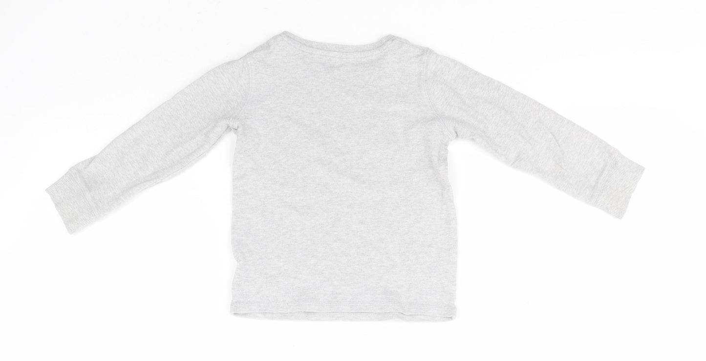 NEXT Boys Grey Round Neck  Cotton Pullover Jumper Size 2-3 Years   - Happy
