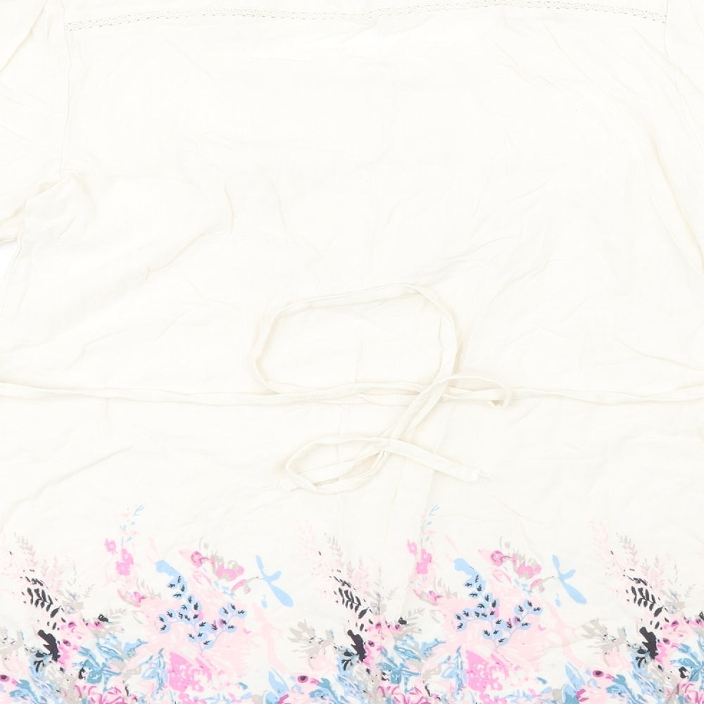 TU Womens White  Viscose Basic Blouse Size 12 Round Neck