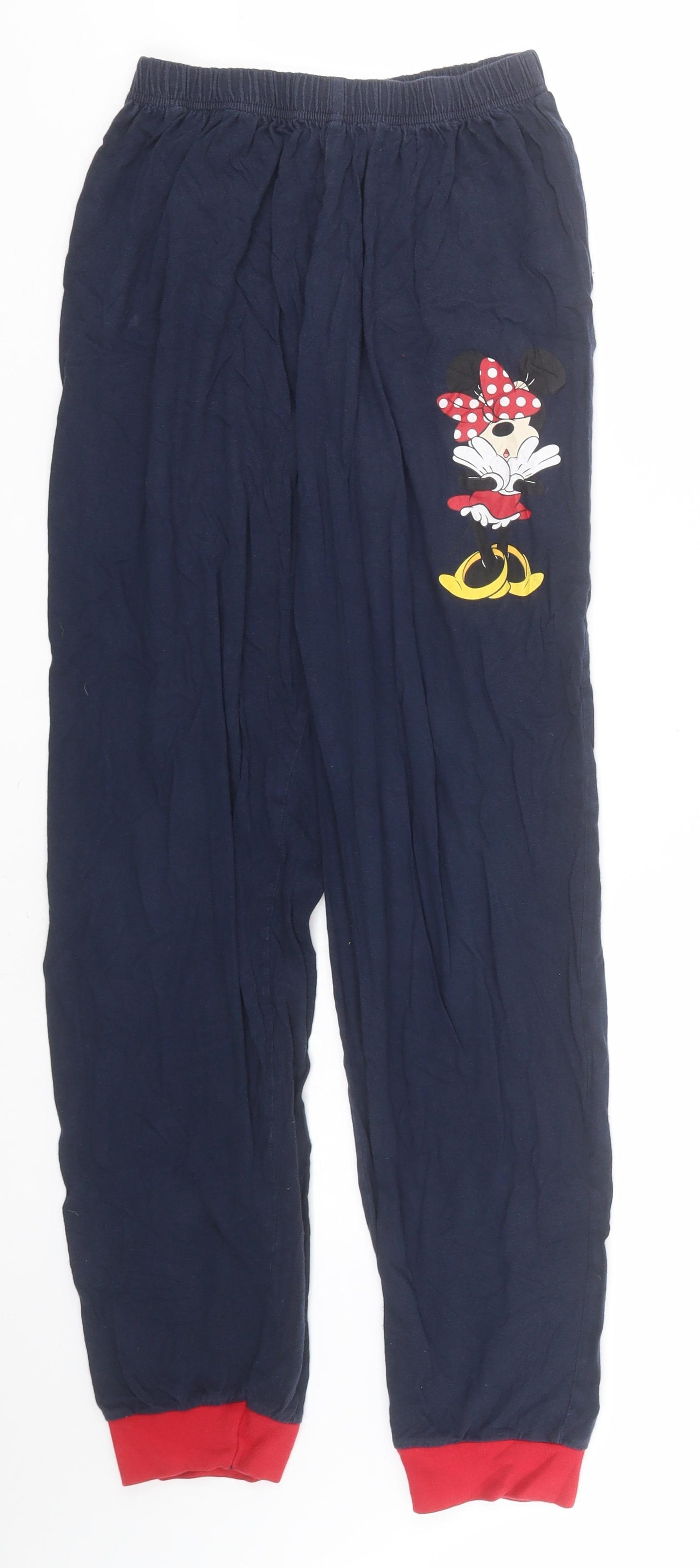 Disney Womens Blue Solid Cotton  Pyjama Pants Size M   - Minnie Mouse