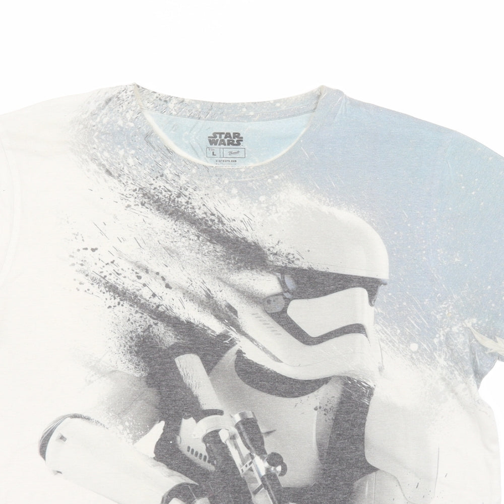 Star Wars Mens Grey  Polyester  T-Shirt Size L Round Neck  - Storm Trooper