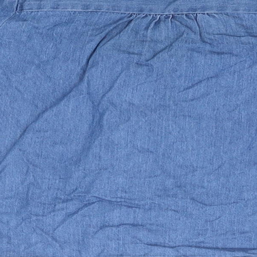 Matalan Girls Blue  Cotton Basic Button-Up Size 3-4 Years Crew Neck