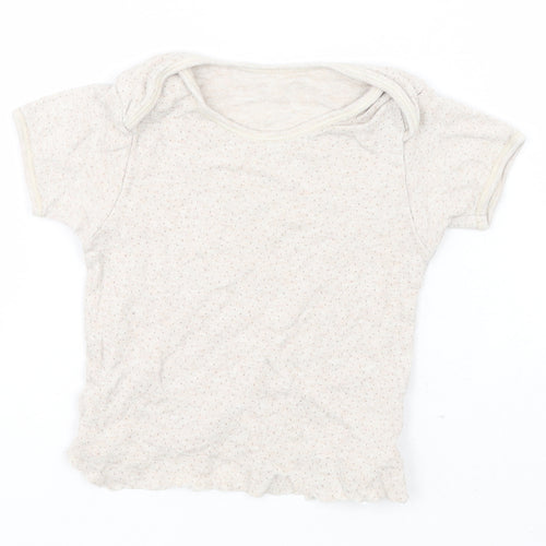 George Girls Green Spotted Cotton Basic T-Shirt Size 2-3 Years Round Neck