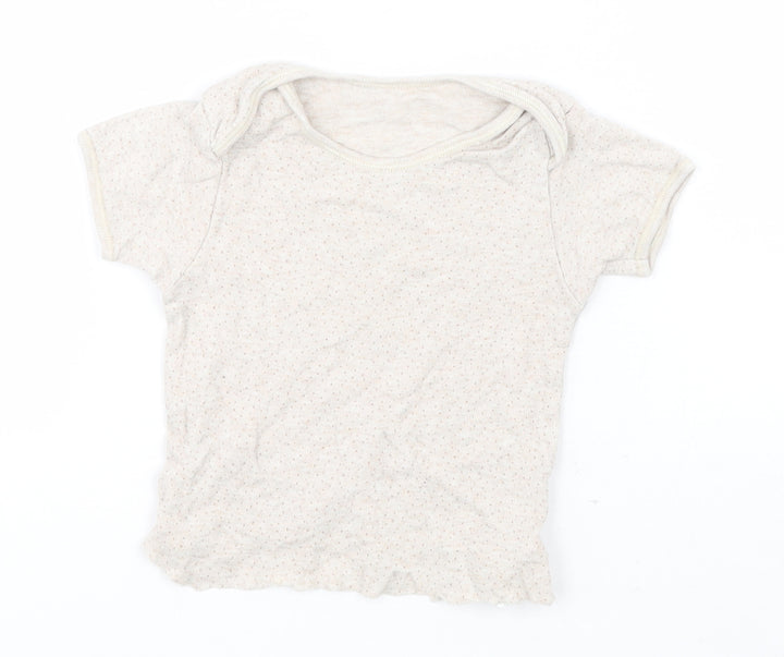 George Girls Green Spotted Cotton Basic T-Shirt Size 2-3 Years Round Neck