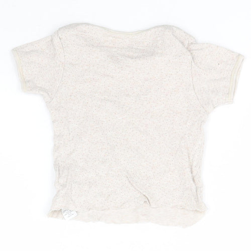 George Girls Green Spotted Cotton Basic T-Shirt Size 2-3 Years Round Neck