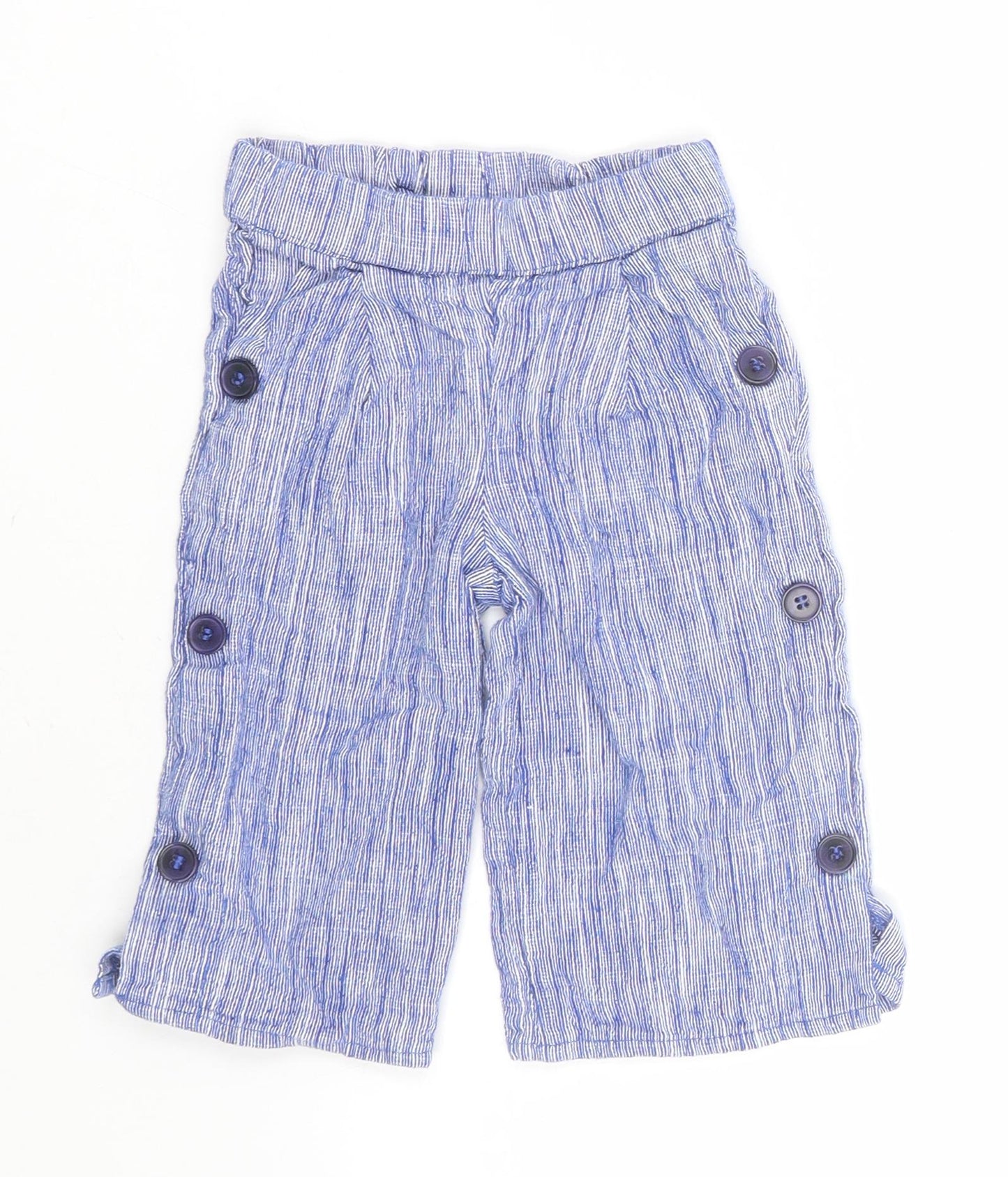 PEPPERLAND Girls Blue Striped  Jogger Leggings Size 12-18 Months
