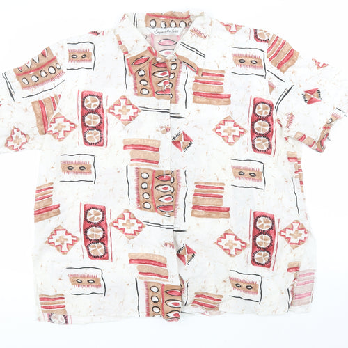 Separate Isse Womens White Geometric Viscose Basic Button-Up Size 20 Collared