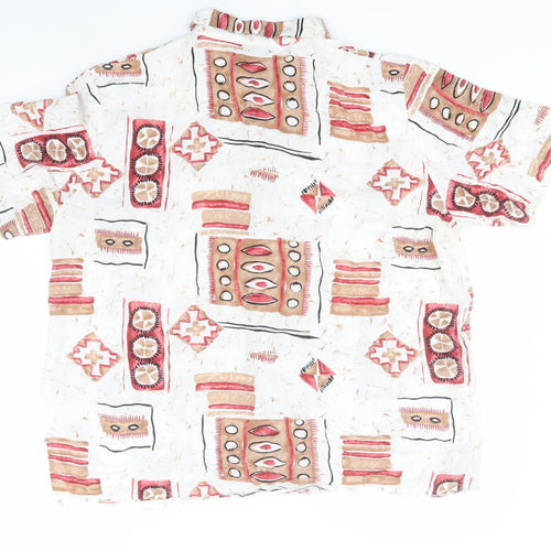 Separate Isse Womens White Geometric Viscose Basic Button-Up Size 20 Collared