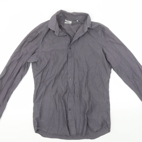 NEXT Mens Grey  Cotton  Button-Up Size 16 Collared