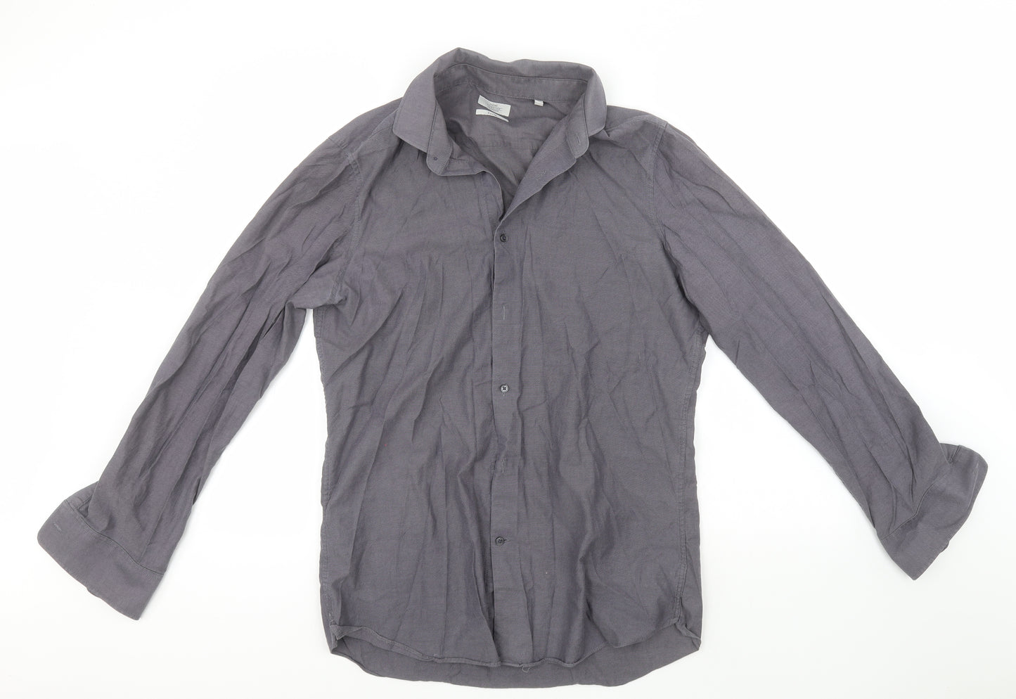 NEXT Mens Grey  Cotton  Button-Up Size 16 Collared