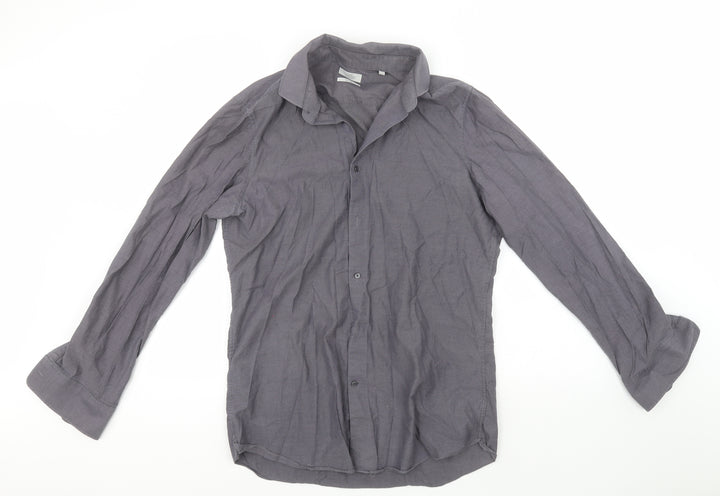 NEXT Mens Grey  Cotton  Button-Up Size 16 Collared