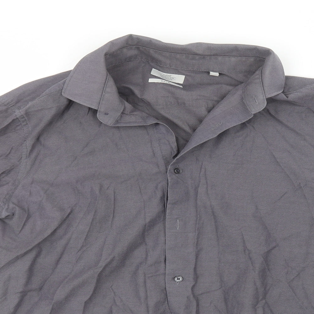 NEXT Mens Grey  Cotton  Button-Up Size 16 Collared