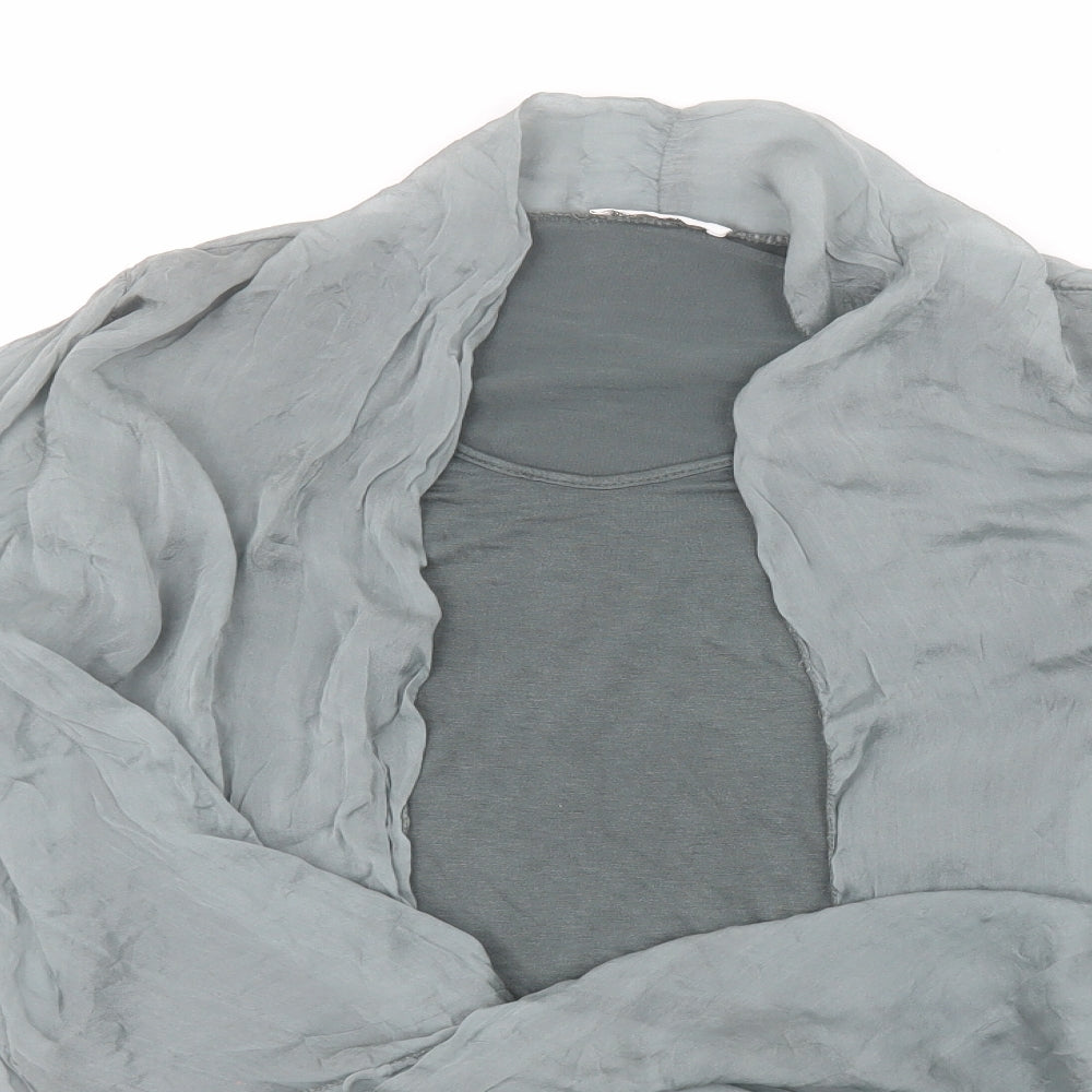 Made in Italy Womens Grey  Silk Basic T-Shirt Size M Round Neck
