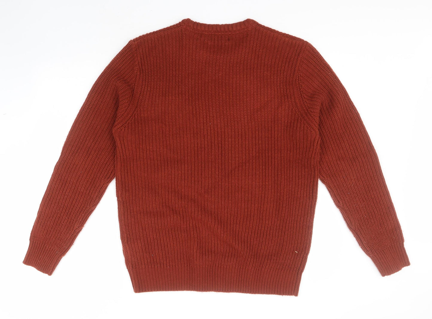 Brave Soul Mens Red Round Neck  Acrylic Pullover Jumper Size L