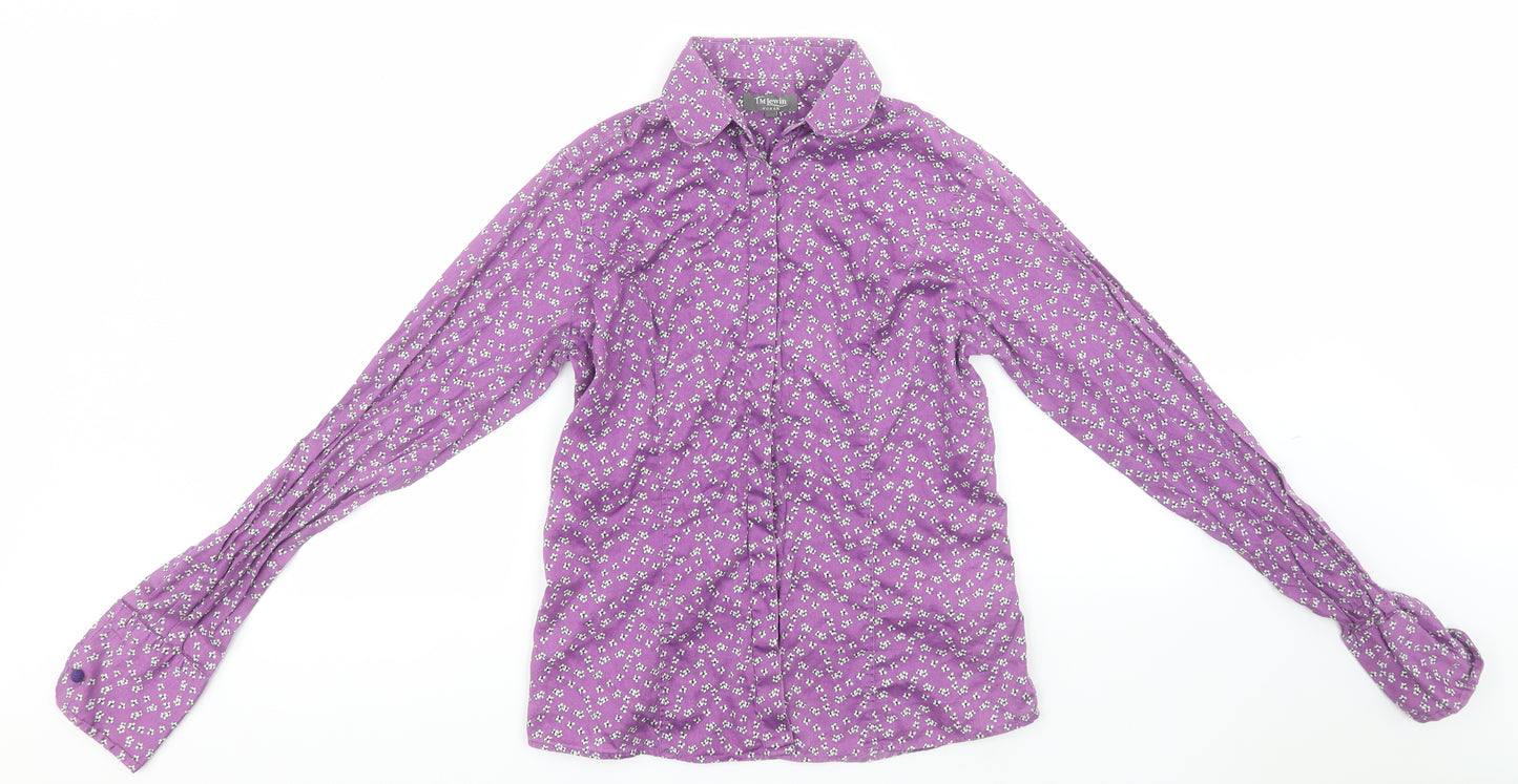 TM Lewin Womens Pink Floral Cotton Basic Button-Up Size 10 Collared