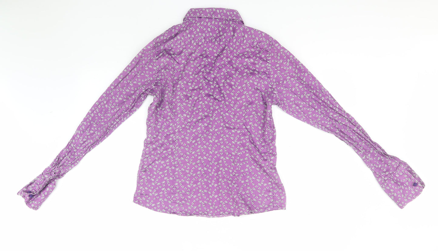 TM Lewin Womens Pink Floral Cotton Basic Button-Up Size 10 Collared
