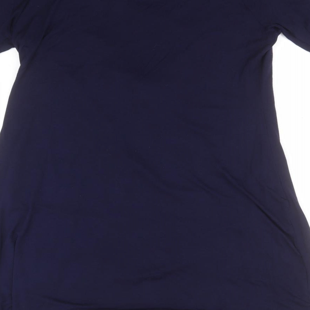 Soon Womens Blue  Viscose Basic Blouse Size 18 Round Neck
