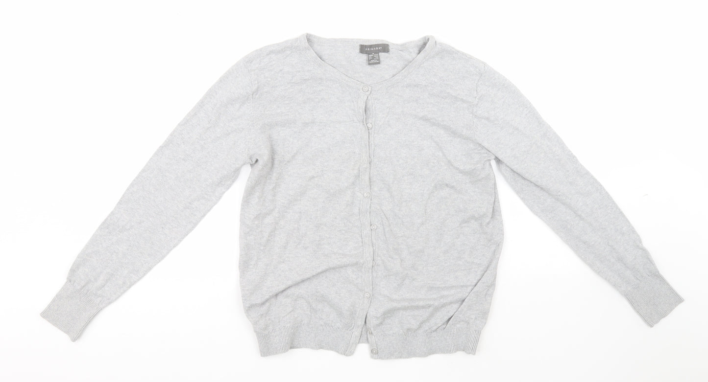 Primark Womens Grey Round Neck  Cotton Cardigan Jumper Size 12