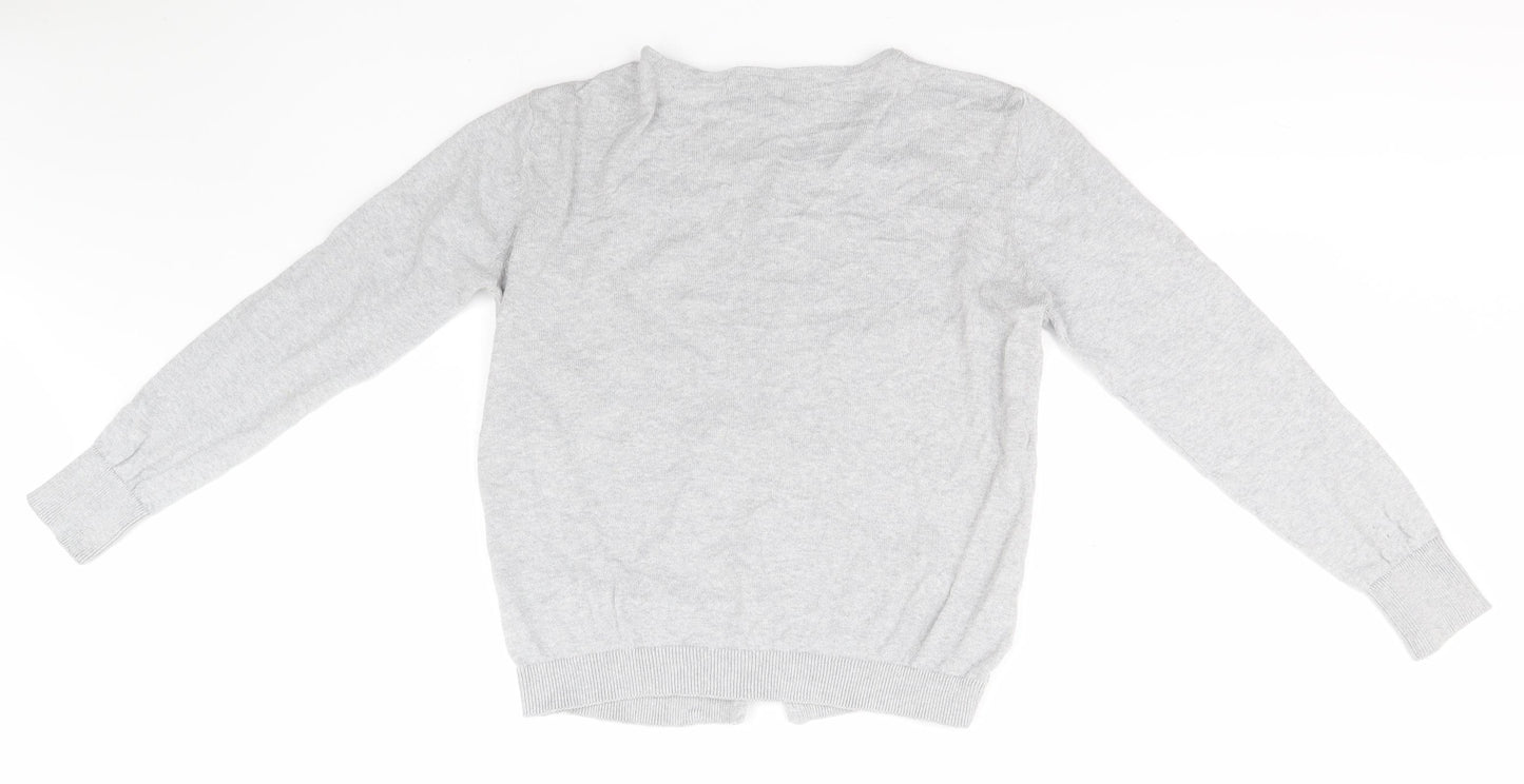 Primark Womens Grey Round Neck  Cotton Cardigan Jumper Size 12