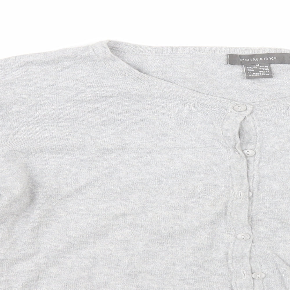 Primark Womens Grey Round Neck  Cotton Cardigan Jumper Size 12