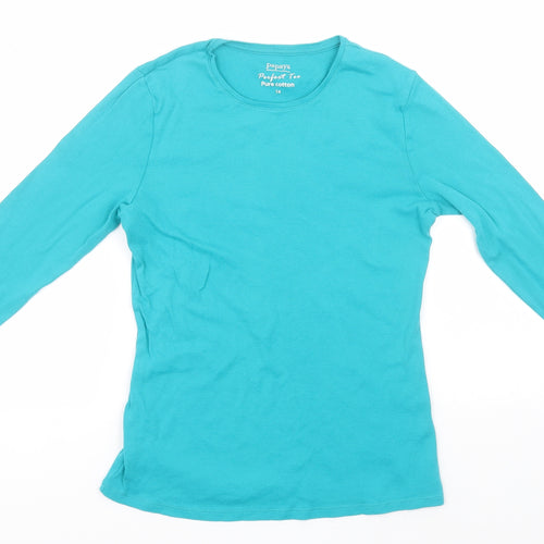 Papaya Womens Green Round Neck  Cotton Pullover Jumper Size 14