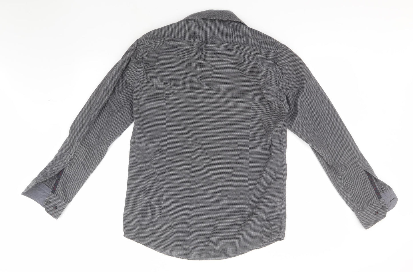 Steel & Jelly Mens Grey Check Cotton  Button-Up Size L Collared