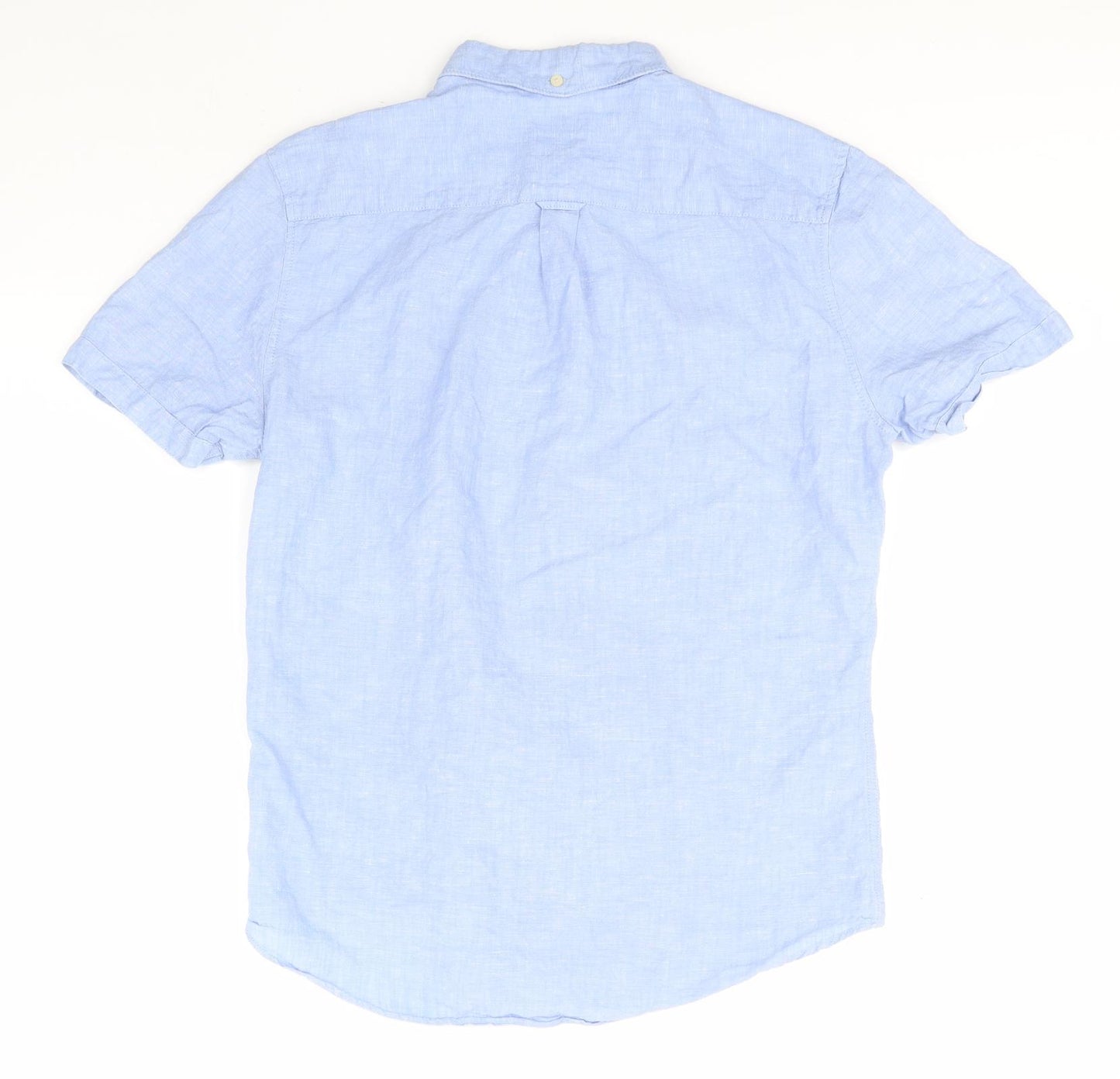 NEXT Mens Blue  Linen  Button-Up Size M Collared