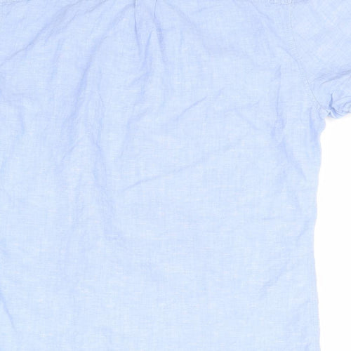 NEXT Mens Blue  Linen  Button-Up Size M Collared