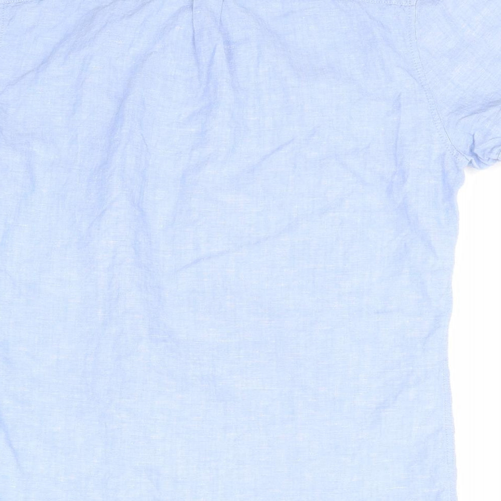 NEXT Mens Blue  Linen  Button-Up Size M Collared