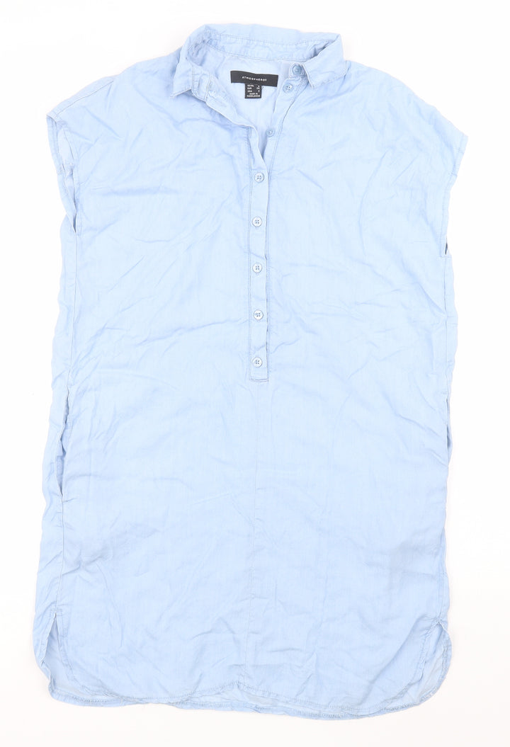 Atmosphere Womens Blue Basic T-Shirt Size 6 Collared