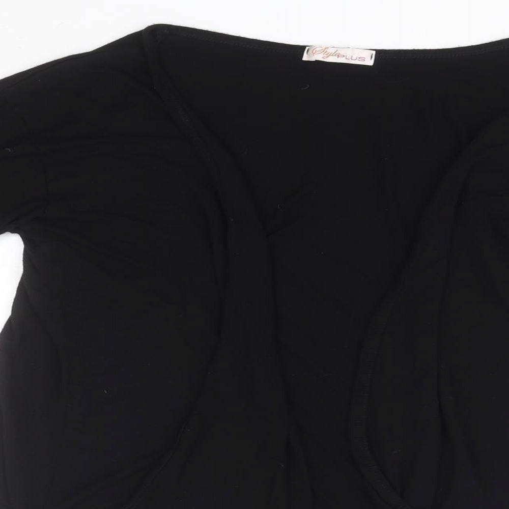 Style Plus Womens Black Round Neck  Viscose Cardigan Jumper Size 24