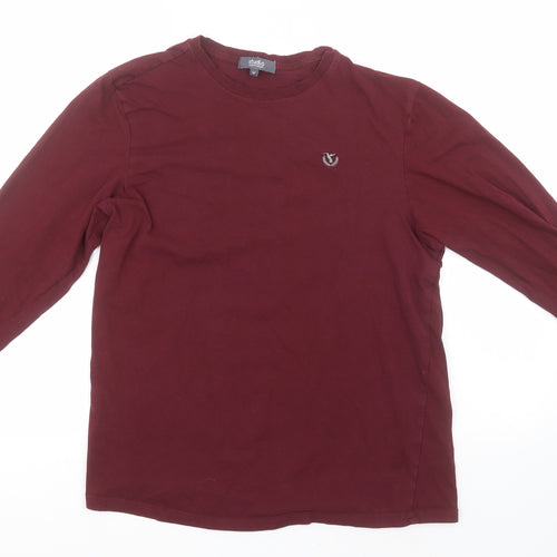 Studio Womens Red Round Neck  Cotton Pullover Jumper Size M