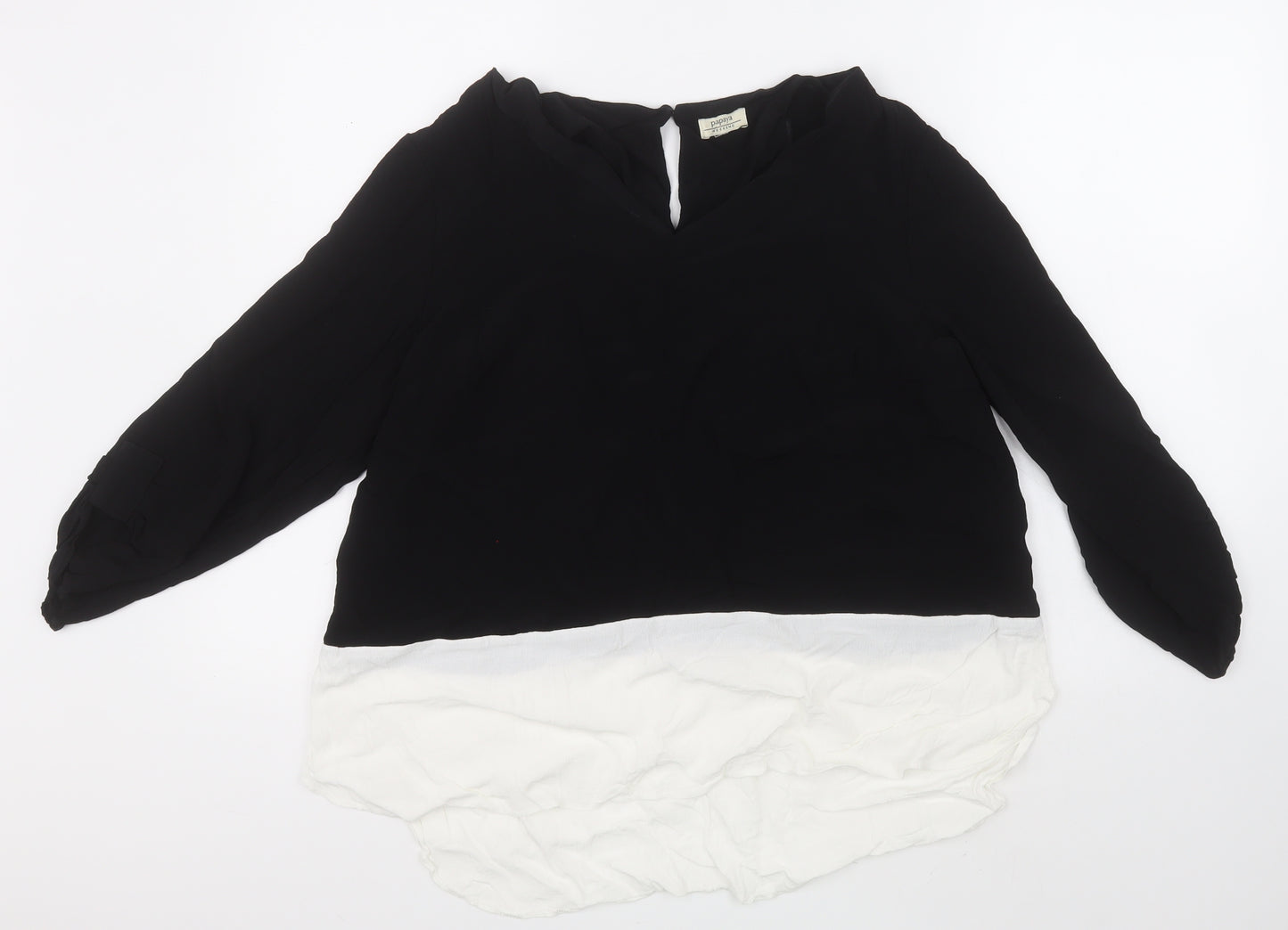 Papaya Womens Black  Viscose Basic T-Shirt Size 20 Round Neck