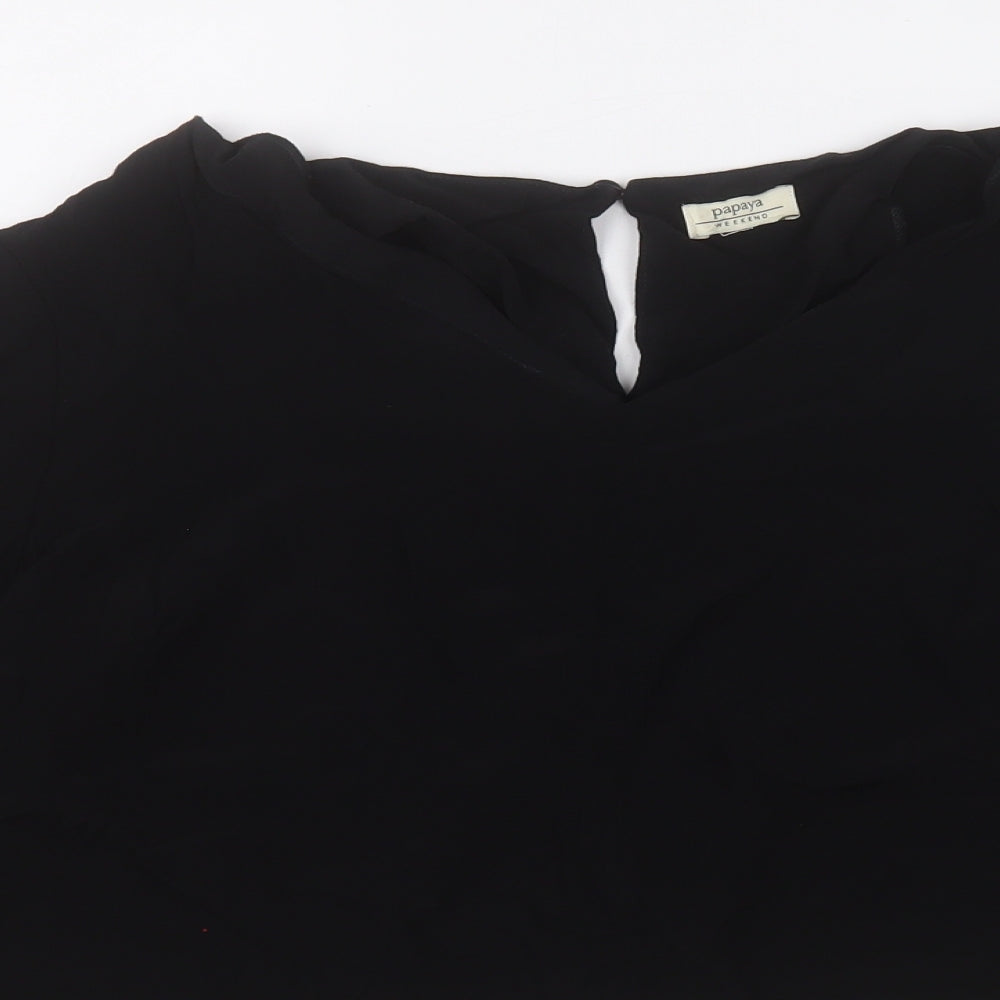 Papaya Womens Black  Viscose Basic T-Shirt Size 20 Round Neck
