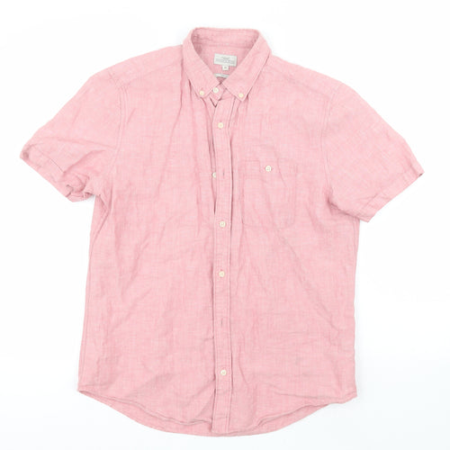 NEXT Womens Pink  Linen Basic Button-Up Size M Collared